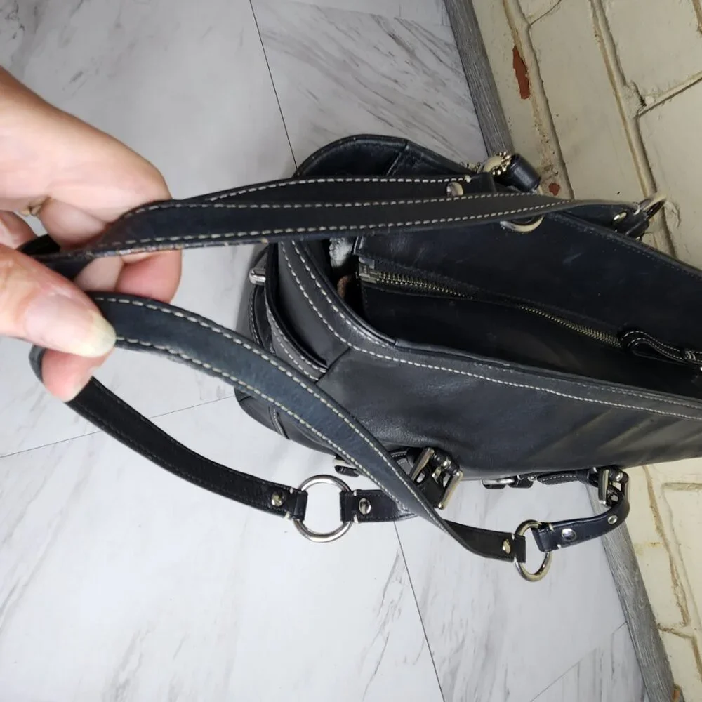 Euc Vintage Coach Gallery Y2K Black Leather Shoulder Bag Tote Purse c